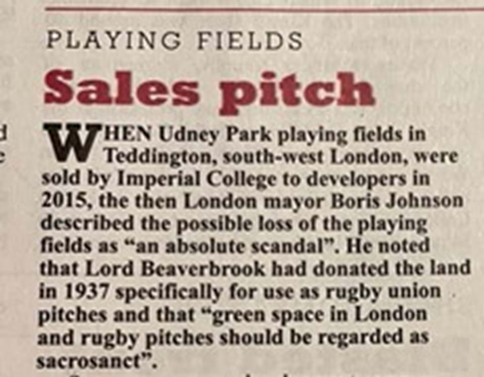 Udeny Park Article In Private Eye